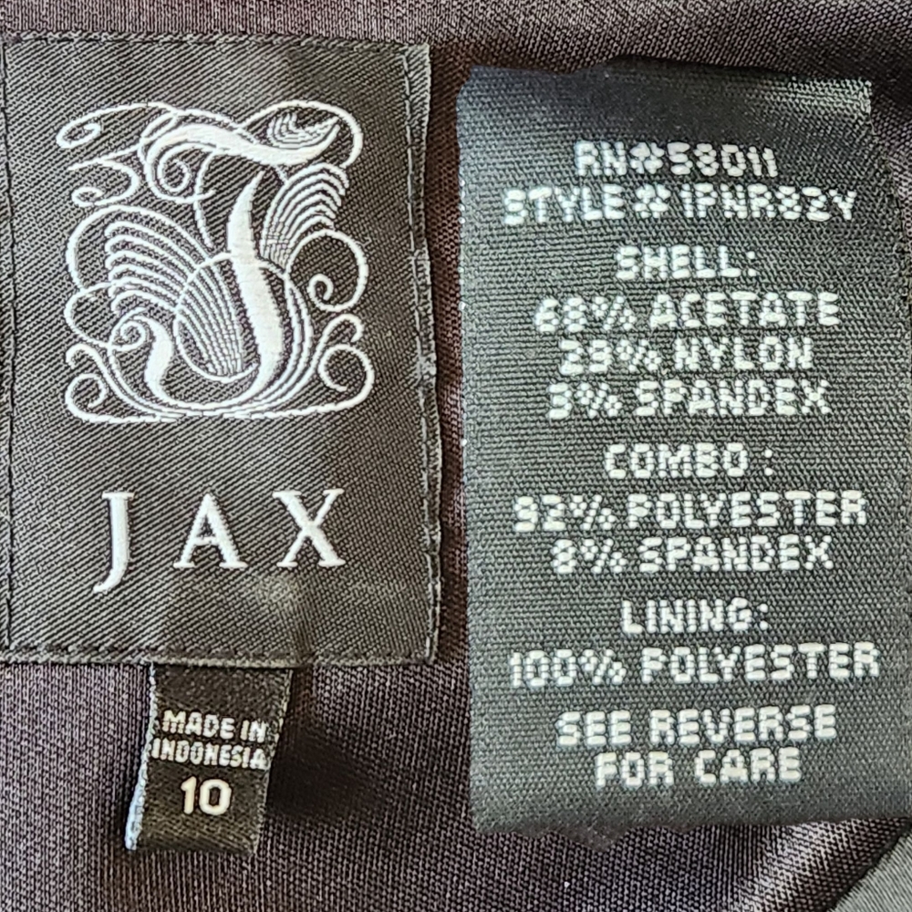 JAX Black Satin Cut-Out Peplum Cocktail Dress - Size 10 - Picture 12 of 13